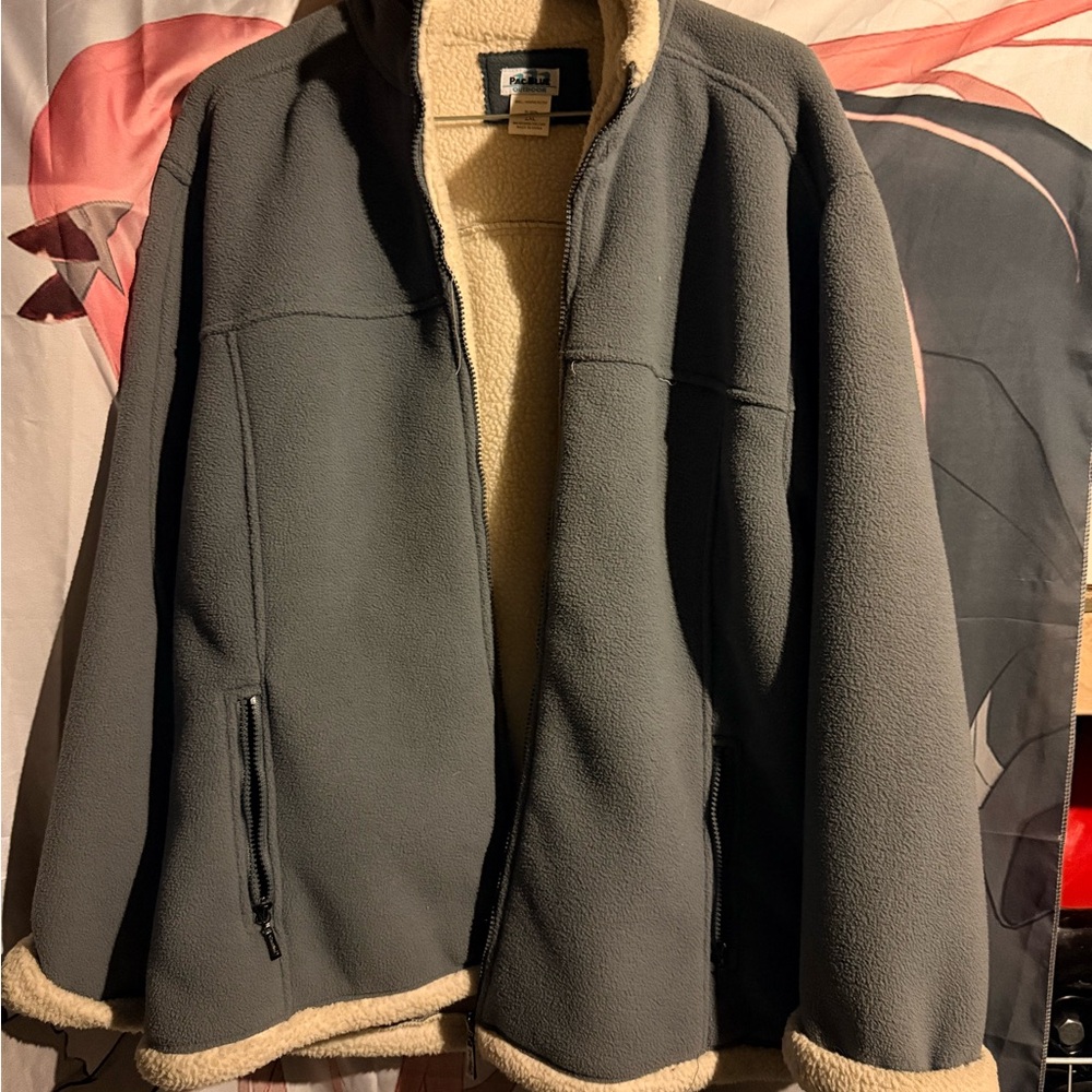 Women's Gray Teddy Jacket with Cream Lining
